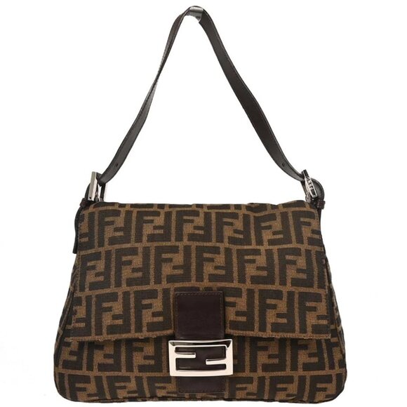 Fendi Brown Canvas Zucca Mamma Baguette Handbag - Picture 1 of 10